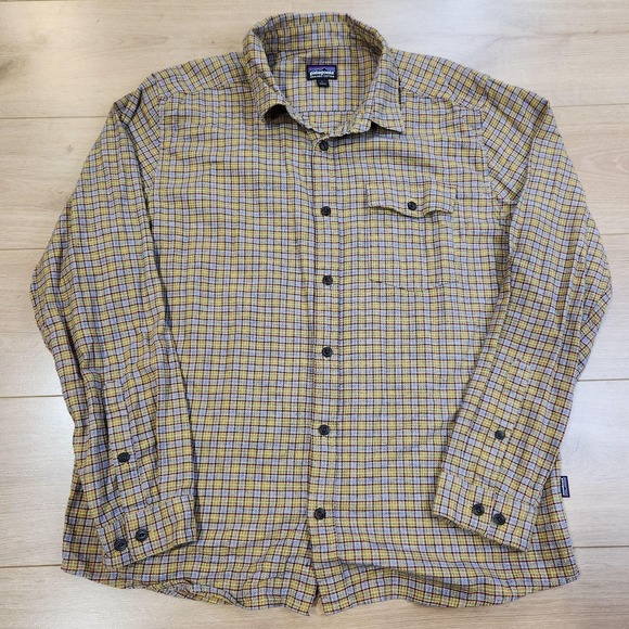 Patagonia Other - Patagonia Lightweight Fjord Flannel Shirt Mens Large Yellow Plaid Button Outdoor